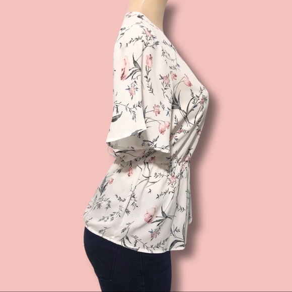 Sienna Sky White Floral S Peplum Blouse - Picture 2 of 9